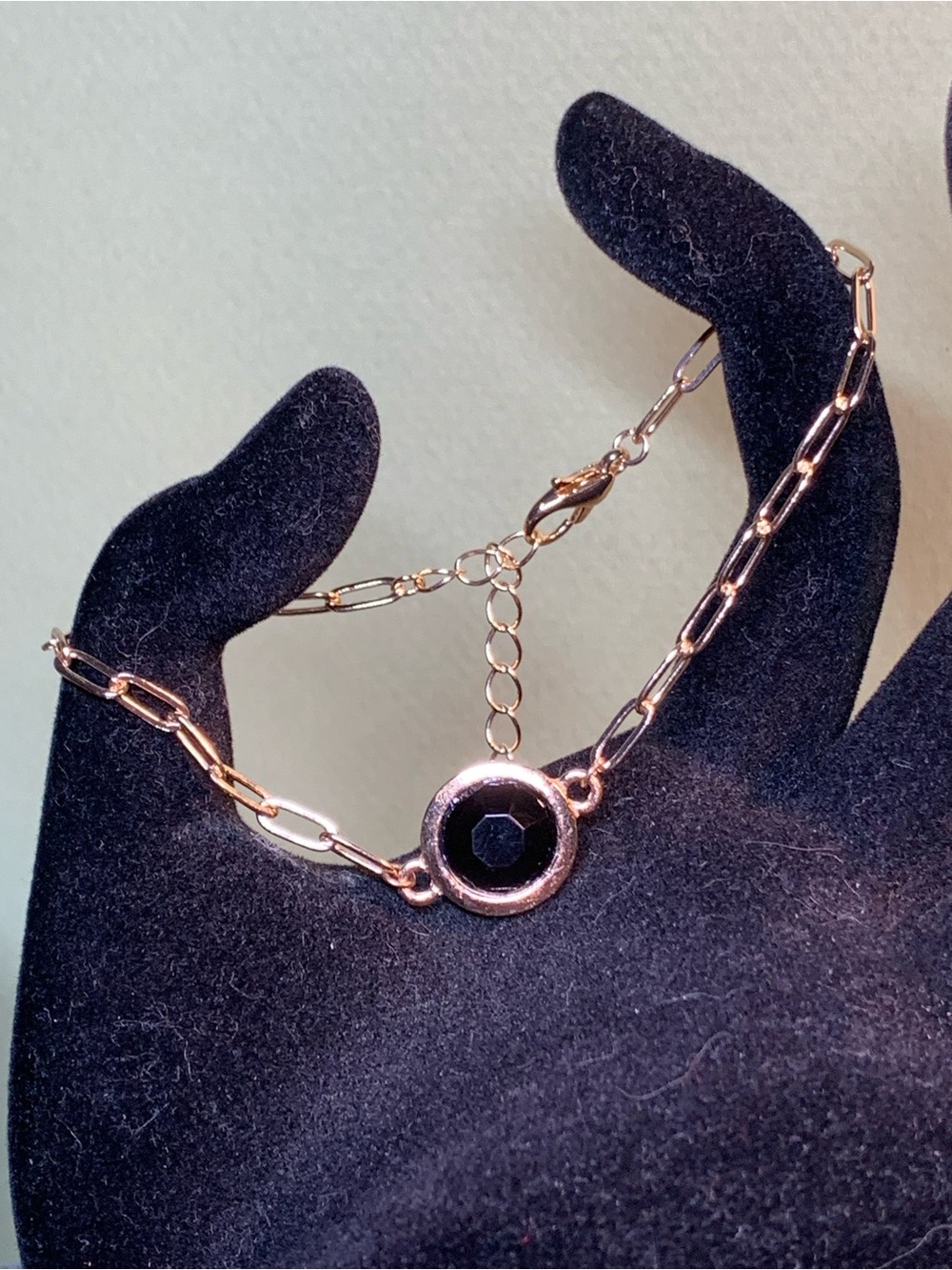 Gold Bracelet with Black Center Stone - Picture 1 of 4